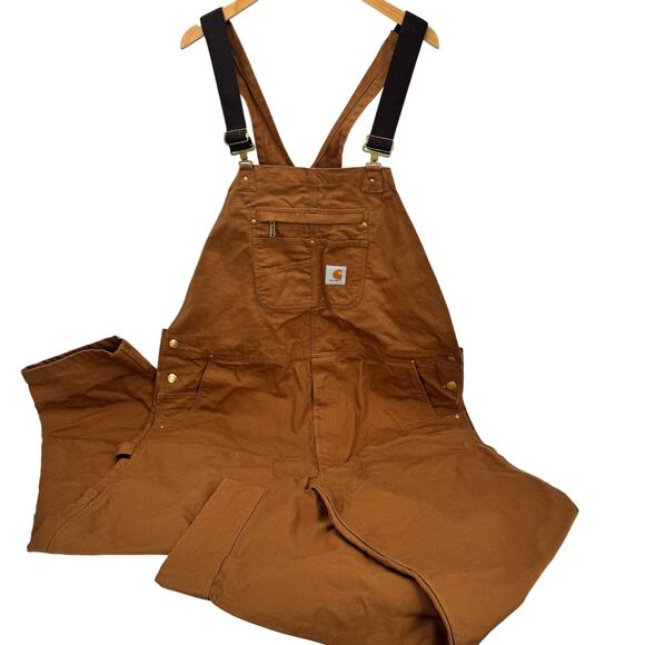 Carhartt Bib Overalls Mens 46x34 (48x33 ACTUAL) Relaxed Fit Duck Canvas Utility - Picture 1 of 12